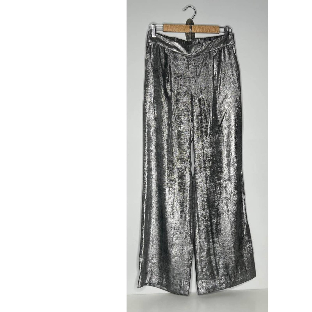 A New Day Wide Leg Flared Silver Shimmer Pants Small